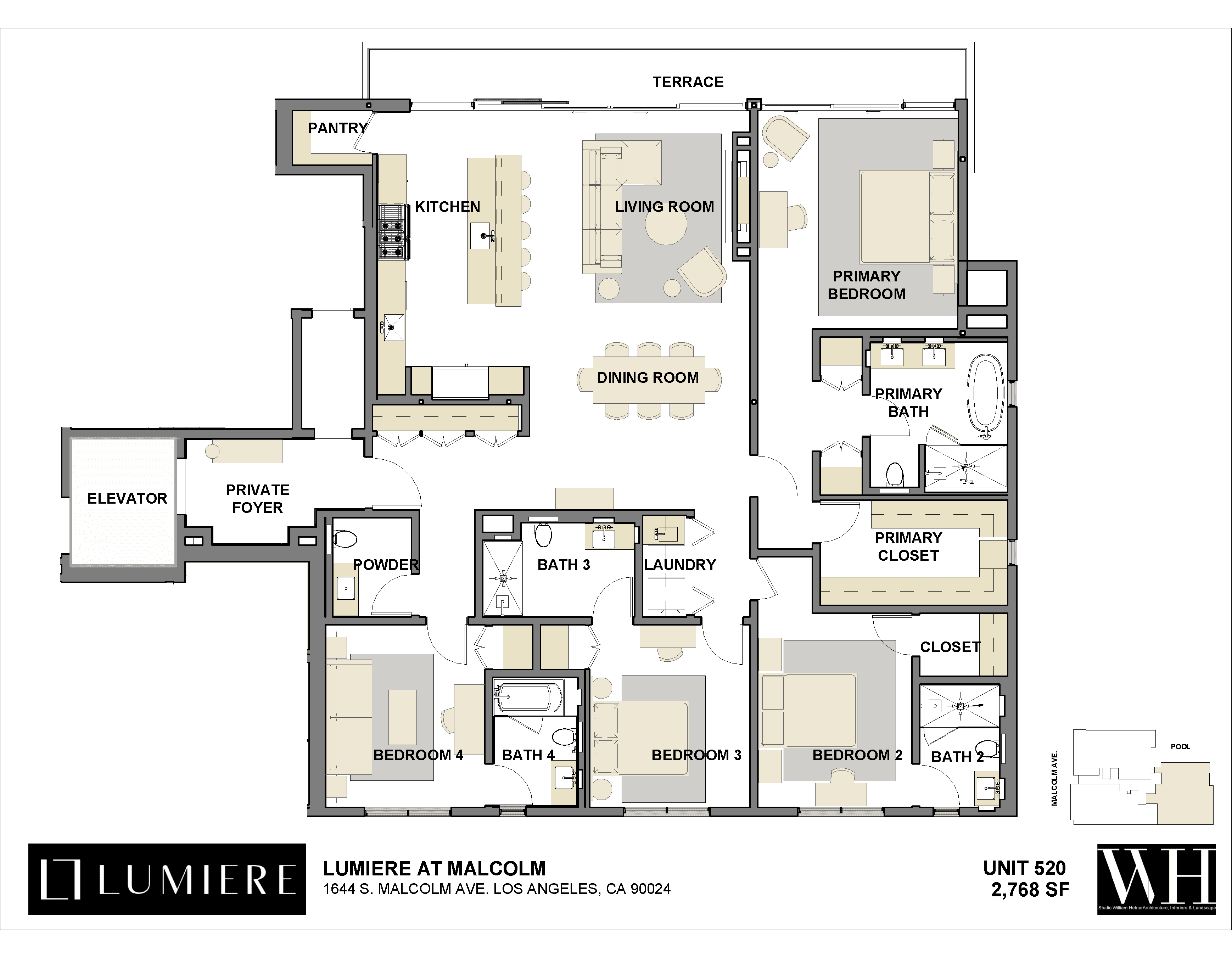 Floor plan of Residence 520 at Lumiere at Malcolm