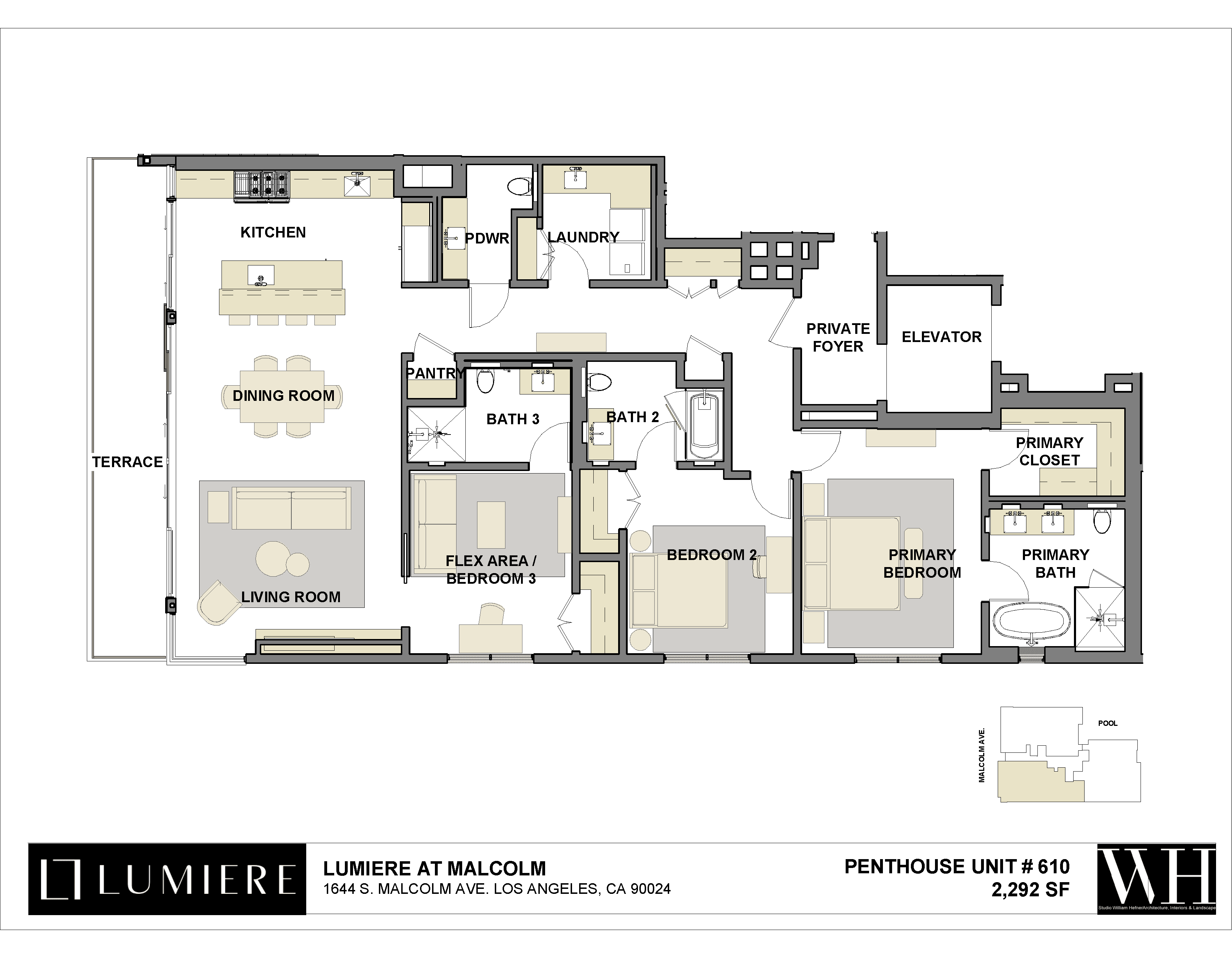 Floor plan of Penthouse 610 at Lumiere at Malcolm