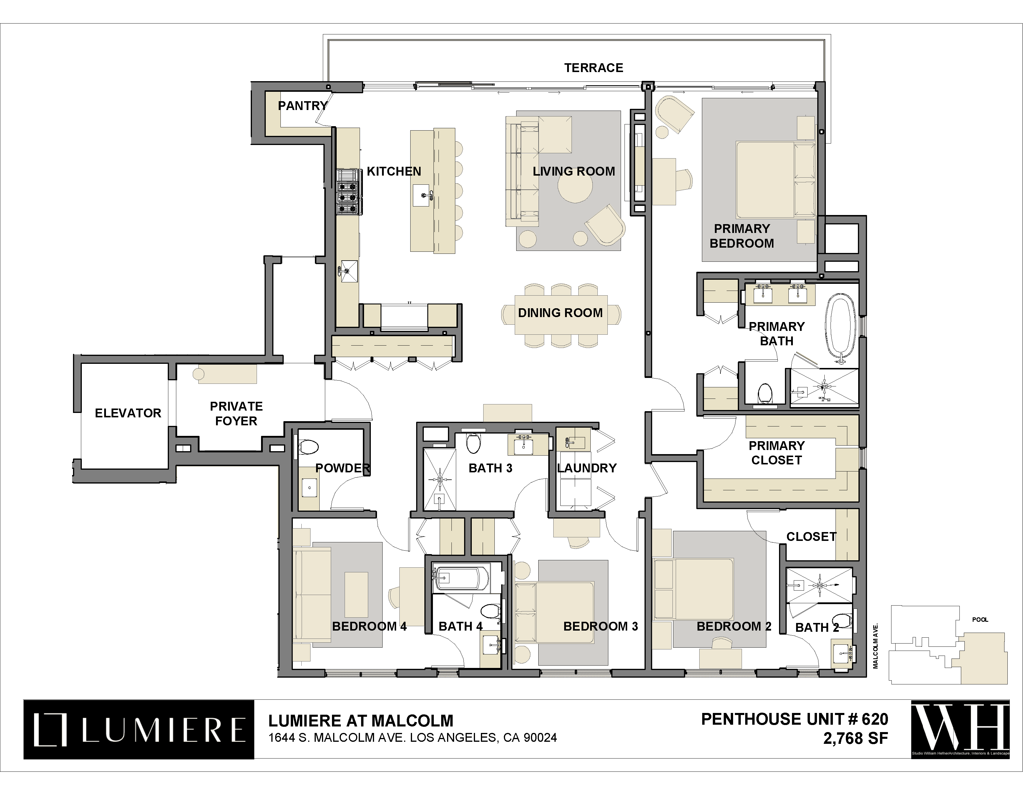 Floor plan of Penthouse 620 at Lumiere at Malcolm